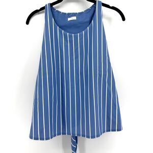 June Loop Blue & White Striped Racerback Tankini Swim Top XL Bikini Swimwear